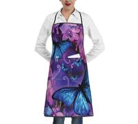 Cxzmnba Delantal de mariposa de flores de alta calidad con bolsillo, resistente al agua, fácil cuidado para cocina, taller y trabajo de manualidades, blanco, Talla única