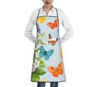 Cxzmnba Delantal de mariposas voladoras de alta calidad con bolsillo, resistente al agua, fácil cuidado para cocina, taller y trabajo de manualidades, blanco, Talla única