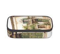 Cxzmnba Edificio antiguo con rama de olivo romana y estuche griego para niños y niñas, esencial para el regreso a clases, suministros para estudiantes, bolsa para lápices, Black, Talla única