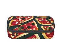 Cxzmnba Estuche con patrón de pizza para niños y niñas, esencial para el regreso a clases, suministros para estudiantes, bolsa para lápices, Black, Talla única, Organizador de bolsas