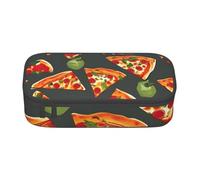 Cxzmnba Estuche con patrón de pizza para niños y niñas, esencial para el regreso a clases, suministros para estudiantes, bolsa para lápices, Black, Talla única, Organizador de bolsas