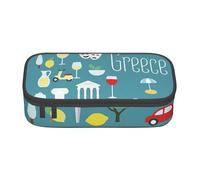 Cxzmnba Estuche con símbolos de cultura griega para niños y niñas, esencial para el regreso a clases, suministros para estudiantes, bolsa para lápices, Black, Talla única, Organizador de bolsas