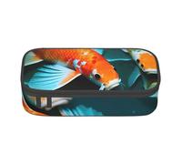 Cxzmnba Estuche HD japonés Koi Fish para niños y niñas, esencial para el regreso a clases, suministros para estudiantes, bolsa para lápices, Black, Talla única, Organizador de bolsas