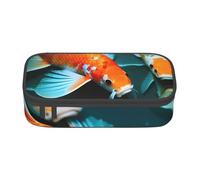 Cxzmnba Estuche HD Koi Fish para niños y niñas, esencial para el regreso a clases, suministros para estudiantes, bolsa para lápices, Black, Talla única, Organizador de bolsas