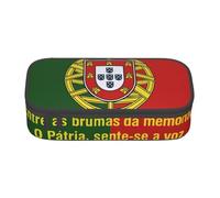 Cxzmnba Estuche para lápices con bandera de Portugal y himno para niños y niñas, esencial para el regreso a clases, suministros para estudiantes, estuche para lápices, Black, Talla única, Organizador