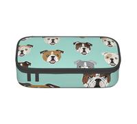Cxzmnba Estuche para lápices con caras de bulldog inglés para niños y niñas, esencial para el regreso a clases, suministros para estudiantes, bolsa para lápices, Black, Talla única, Organizador de