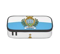 Cxzmnba Estuche para lápices con la bandera de San Marino para niños y niñas, esencial para el regreso a clases, suministros para estudiantes, bolsa para lápices, Black, Talla única, Organizador de