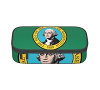 Cxzmnba Estuche para lápices con la bandera de Washington para niños y niñas, esencial para el regreso a clases, suministros para estudiantes, bolsa para lápices, Black, Talla única, Organizador de