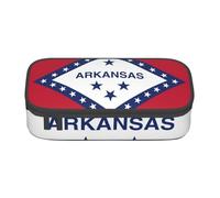 Cxzmnba Estuche para lápices con la bandera del estado de Arkansas para niños y niñas, esencial para el regreso a clases, suministros para estudiantes, bolsa para lápices, Black, Talla única