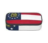 Cxzmnba Estuche para lápices con la bandera del estado de Georgia para niños y niñas, esencial para el regreso a clases, suministros para estudiantes, bolsa para lápices, Black, Talla única