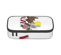 Cxzmnba Estuche para lápices con la bandera del estado de Illinois para niños y niñas, esencial para el regreso a clases, suministros para estudiantes, bolsa para lápices, Black, Talla única
