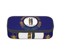 Cxzmnba Estuche para lápices con la bandera del estado de Kentucky para niños y niñas, esencial para el regreso a clases, suministros para estudiantes, bolsa para lápices, Black, Talla única