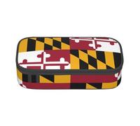 Cxzmnba Estuche para lápices con la bandera del estado de Maryland para niños y niñas, esencial para el regreso a clases, suministros para estudiantes, bolsa para lápices, Black, Talla única