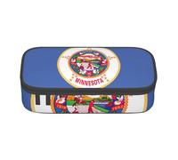 Cxzmnba Estuche para lápices con la bandera del estado de Minnesota para niños y niñas, esencial para el regreso a clases, suministros para estudiantes, bolsa para lápices, Black, Talla única