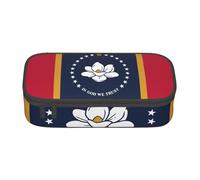Cxzmnba Estuche para lápices con la bandera del estado de Mississippi para niños y niñas, esencial para el regreso a clases, suministros para estudiantes, bolsa para lápices, Black, Talla única