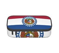 Cxzmnba Estuche para lápices con la bandera del estado de Missouri para niños y niñas, esencial para el regreso a clases, suministros para estudiantes, bolsa para lápices, Black, Talla única