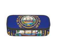 Cxzmnba Estuche para lápices con la bandera del estado de New Hampshire para niños y niñas, esencial para el regreso a clases, suministros para estudiantes, bolsa para lápices, Black, Talla única