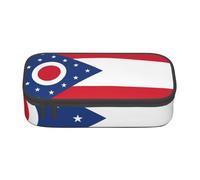 Cxzmnba Estuche para lápices con la bandera del estado de Ohio para niños y niñas, esencial para el regreso a clases, suministros para estudiantes, bolsa para lápices, Black, Talla única, Organizador