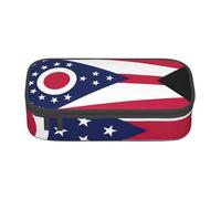 Cxzmnba Estuche para lápices con la bandera del estado de Ohio para niños y niñas, esencial para el regreso a clases, suministros para estudiantes, bolsa para lápices, Black, Talla única, Organizador