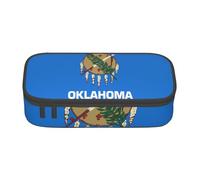 Cxzmnba Estuche para lápices con la bandera del estado de Oklahoma para niños y niñas, esencial para el regreso a clases, suministros para estudiantes, bolsa para lápices, Black, Talla única