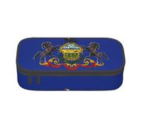 Cxzmnba Estuche para lápices con la bandera del estado de Pensilvania para niños y niñas, esencial para el regreso a clases, suministros para estudiantes, bolsa para lápices, Black, Talla única