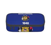 Cxzmnba Estuche para lápices con la bandera del estado de Wisconsin para niños y niñas, esencial para el regreso a clases, suministros para estudiantes, bolsa para lápices, Black, Talla única