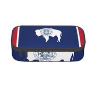 Cxzmnba Estuche para lápices con la bandera del estado de Wyoming para niños y niñas, esencial para el regreso a clases, suministros para estudiantes, bolsa para lápices, Black, Talla única