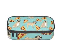 Cxzmnba Estuche para lápices de fiesta de pizza de pug para niños y niñas, esencial para el regreso a clases, suministros para estudiantes, bolsa para lápices, Black, Talla única, Organizador de