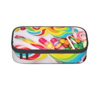Cxzmnba Estuche para lápices de fondo Sweet Candy para niños y niñas, esencial para el regreso a clases, suministros para estudiantes, bolsa para lápices, Black, Talla única, Organizador de bolsas