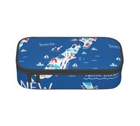 Cxzmnba Estuche para lápices de mapa de Nueva Zelanda con animales para niños y niñas, esencial para el regreso a clases, suministros para estudiantes, bolsa para lápices, Black, Talla única