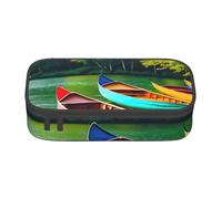 Cxzmnba Estuche para lápices Lake with Boats Canoes Park para niños y niñas, esencial para el regreso a clases, suministros para estudiantes, bolsa para lápices, Black, Talla única, Organizador de