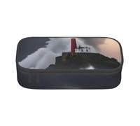 Cxzmnba Estuche para lápices Lighthouse in Storm para niños y niñas, esencial para el regreso a clases, suministros para estudiantes, bolsa para lápices, Black, Talla única, Organizador de bolsas