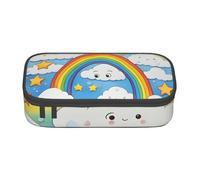 Cxzmnba Estuche para lápices Rainbow Clouds Raindrop para niños y niñas, esencial para el regreso a clases, suministros para estudiantes, bolsa para lápices, Black, Talla única, Organizador de bolsas