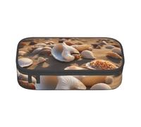 Cxzmnba Estuche para lápices Seashell Landscape On The Beach para niños y niñas, esencial para el regreso a clases, suministros para estudiantes, bolsa para lápices, Black, Talla única, Organizador de