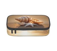 Cxzmnba Estuche para lápices Seashell Landscape On The Beach para niños y niñas, esencial para el regreso a clases, suministros para estudiantes, bolsa para lápices, Black, Talla única, Organizador de