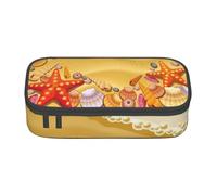 Cxzmnba Estuche para lápices Shells on The Beach para niños y niñas, esencial para el regreso a clases, suministros para estudiantes, bolsa para lápices, Black, Talla única, Organizador de bolsas