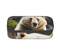 Cxzmnba Estuche para lápices White Bear Brown Bear para niños y niñas, esencial para el regreso a clases, suministros para estudiantes, bolsa para lápices, Black, Talla única, Organizador de bolsas