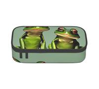 Cxzmnba Funny Green Frogs - Estuche para lápices para niños y niñas, esencial para el regreso a clases, suministros para estudiantes, bolsa para lápices, Black, Talla única, Organizador de bolsas