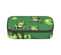 Cxzmnba Funny Green Frogs - Estuche para lápices para niños y niñas, esencial para el regreso a clases, suministros para estudiantes, bolsa para lápices, Black, Talla única, Organizador de bolsas