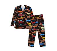 Cxzmnba I Love My Dog Dachshunds - Pijama de 2 piezas para hombre, manga larga, ajuste relajado, cómodo, tallas S-XXL, Negro, L