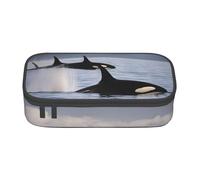 Cxzmnba Killer Whales Swim Along - Estuche para lápices para niños y niñas, esencial para el regreso a clases, suministros para estudiantes, bolsa para lápices, Black, Talla única, Organizador de