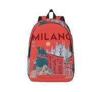 Cxzmnba Milano - Mochila con estampado de paisaje urbano con correa ajustable, perfecta para el trabajo, viajes, universidad, bolsa de moda, Black, M, Clásico
