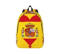 Cxzmnba Mochila artística con diseño de corazón de bandera española con correa ajustable, perfecta para el trabajo, viajes, universidad, bolsa de moda, Black, M, Clásico