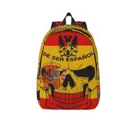 Cxzmnba Mochila con estampado de calavera de bandera española con correa ajustable, perfecta para el trabajo, viajes, universidad, bolsa de moda, Black, M, Clásico