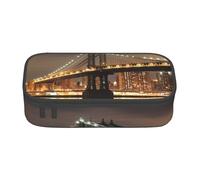 Cxzmnba New York Manhattan Bridge - Estuche para lápices nocturno para niños y niñas, esencial para el regreso a clases, suministros para estudiantes, bolsa para lápices, Black, Talla única