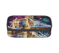 Cxzmnba Night London Tower Bridge - Estuche para niños y niñas, esencial para el regreso a clases, suministros para estudiantes, bolsa para lápices, Black, Talla única, Organizador de bolsas