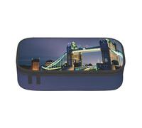 Cxzmnba Night London Tower Bridge - Estuche para niños y niñas, esencial para el regreso a clases, suministros para estudiantes, bolsa para lápices, Black, Talla única, Organizador de bolsas
