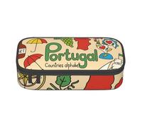 Cxzmnba Portugal - Estuche para lápices con símbolos culturales para niños y niñas, esencial para el regreso a clases, suministros para estudiantes, bolsa para lápices, Black, Talla única, Organizador