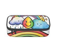 Cxzmnba Rainbow Clouds Raindrop - Estuche para niños y niñas, esencial para el regreso a clases, suministros para estudiantes, bolsa para lápices, Black, Talla única, Organizador de bolsas