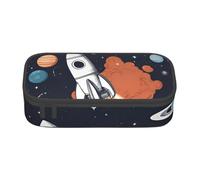 Cxzmnba Rocket in Space - Estuche para niños y niñas, esencial para el regreso a clases, suministros para estudiantes, bolsa para lápices, Black, Talla única, Organizador de bolsas